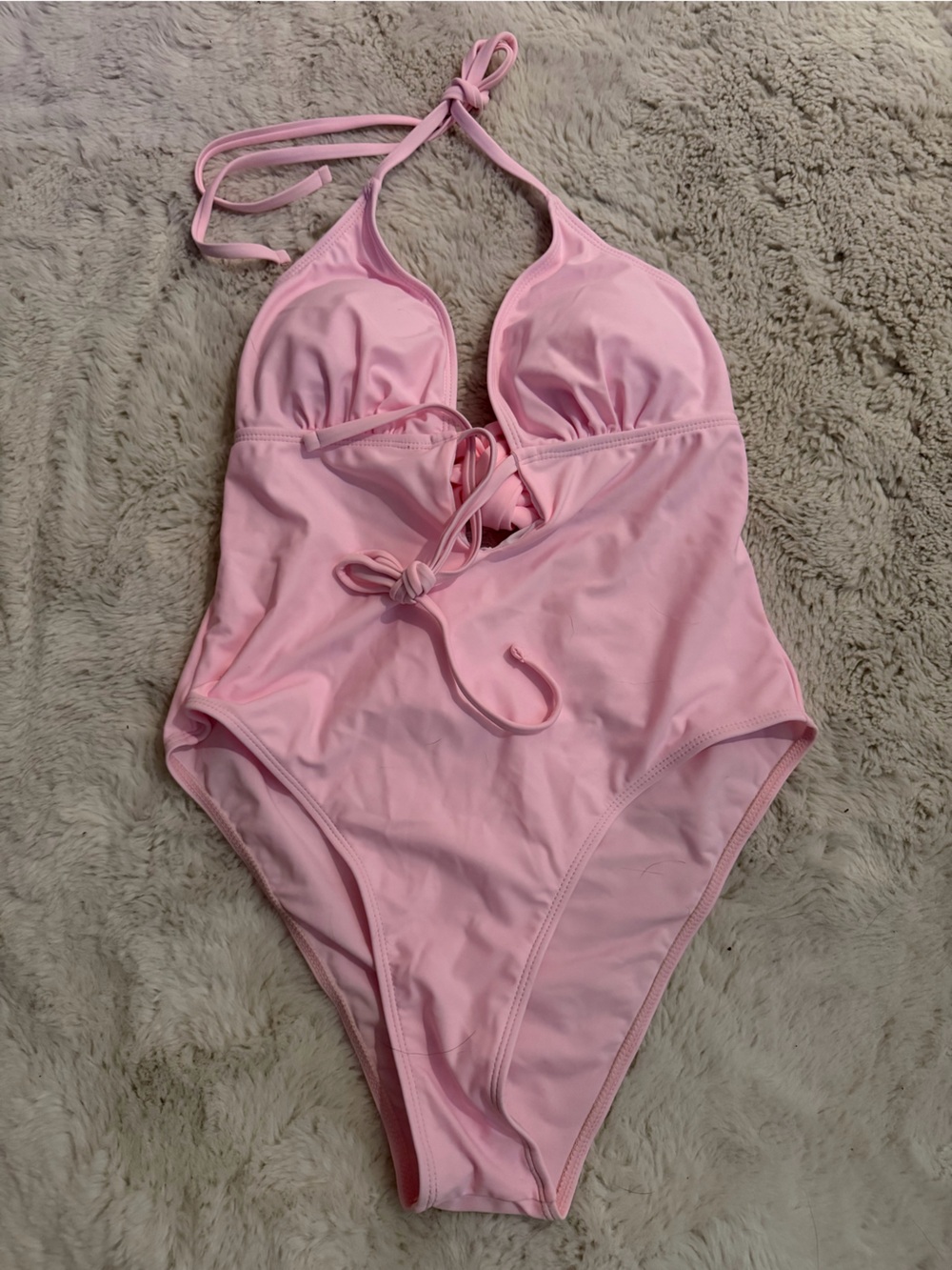 Pink One-Piece Halter Swim Suit